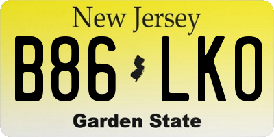 NJ license plate B86LKO
