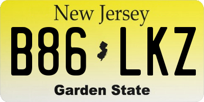 NJ license plate B86LKZ