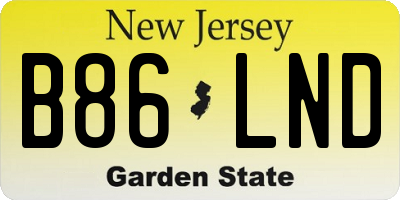 NJ license plate B86LND