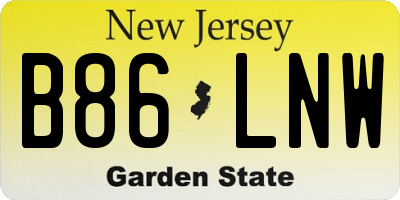 NJ license plate B86LNW