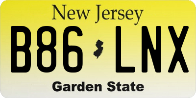 NJ license plate B86LNX