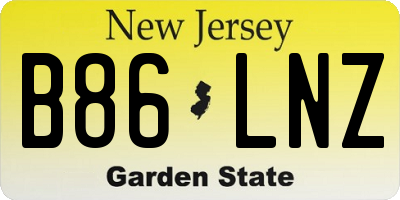 NJ license plate B86LNZ