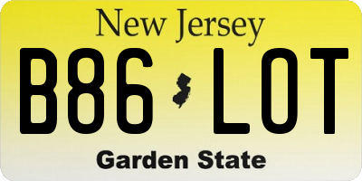 NJ license plate B86LOT