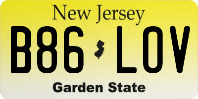 NJ license plate B86LOV