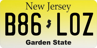 NJ license plate B86LOZ