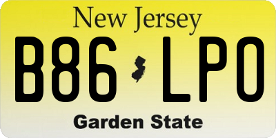 NJ license plate B86LPO