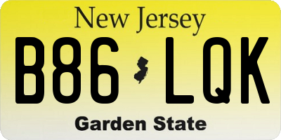 NJ license plate B86LQK