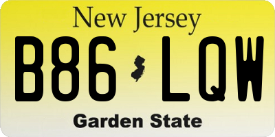 NJ license plate B86LQW