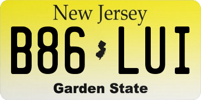 NJ license plate B86LUI