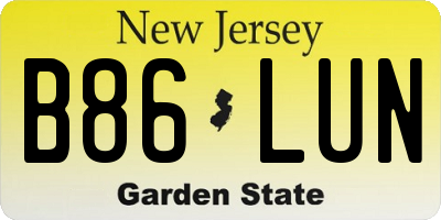 NJ license plate B86LUN