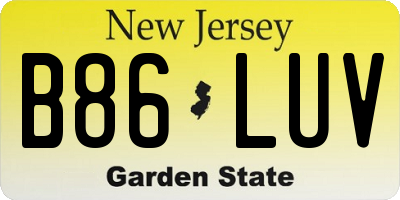 NJ license plate B86LUV