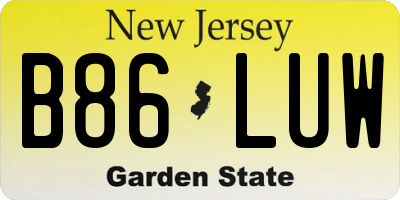 NJ license plate B86LUW