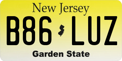 NJ license plate B86LUZ
