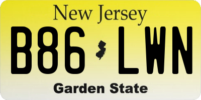 NJ license plate B86LWN
