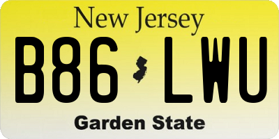 NJ license plate B86LWU