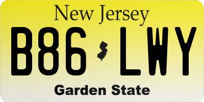 NJ license plate B86LWY