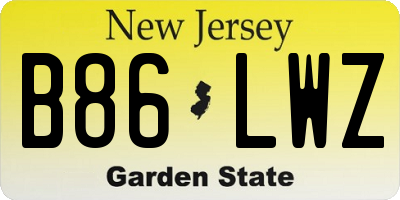NJ license plate B86LWZ
