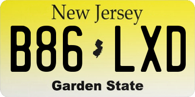 NJ license plate B86LXD