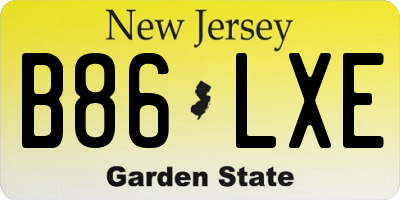 NJ license plate B86LXE