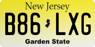 NJ license plate B86LXG