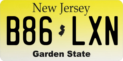 NJ license plate B86LXN
