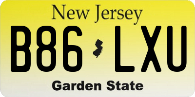 NJ license plate B86LXU
