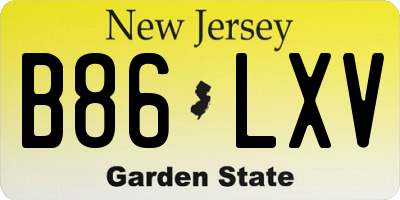 NJ license plate B86LXV