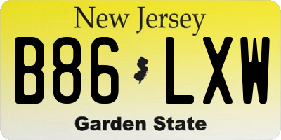 NJ license plate B86LXW