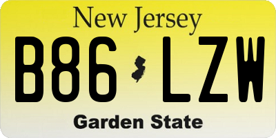 NJ license plate B86LZW