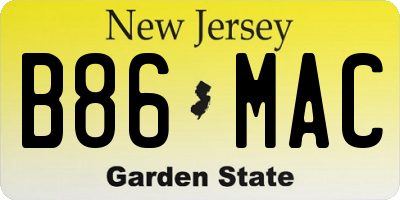 NJ license plate B86MAC