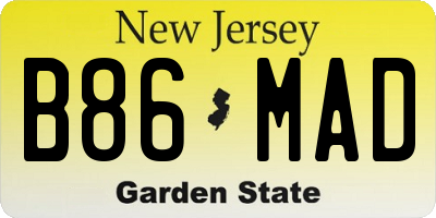 NJ license plate B86MAD