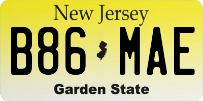 NJ license plate B86MAE