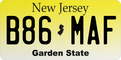 NJ license plate B86MAF