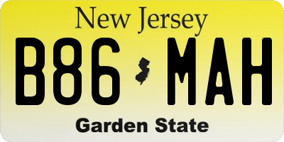 NJ license plate B86MAH