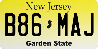 NJ license plate B86MAJ