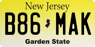 NJ license plate B86MAK