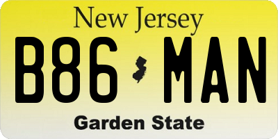 NJ license plate B86MAN
