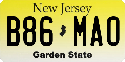 NJ license plate B86MAO