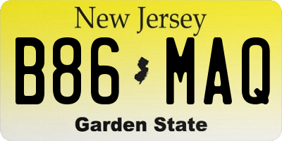 NJ license plate B86MAQ