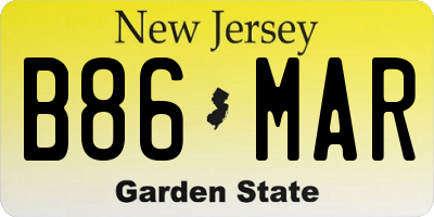 NJ license plate B86MAR