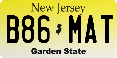 NJ license plate B86MAT