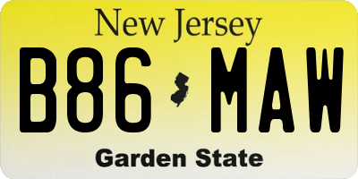 NJ license plate B86MAW