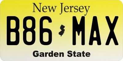 NJ license plate B86MAX