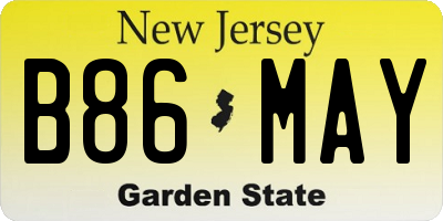 NJ license plate B86MAY