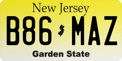 NJ license plate B86MAZ