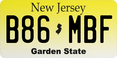 NJ license plate B86MBF