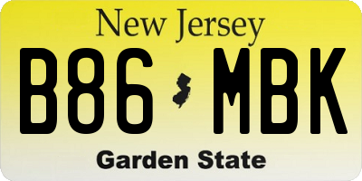 NJ license plate B86MBK