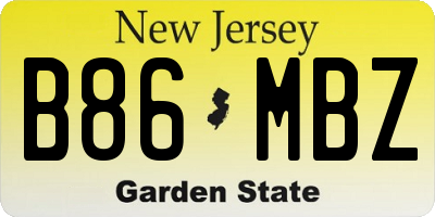 NJ license plate B86MBZ
