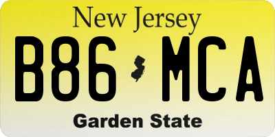 NJ license plate B86MCA