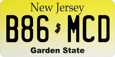 NJ license plate B86MCD